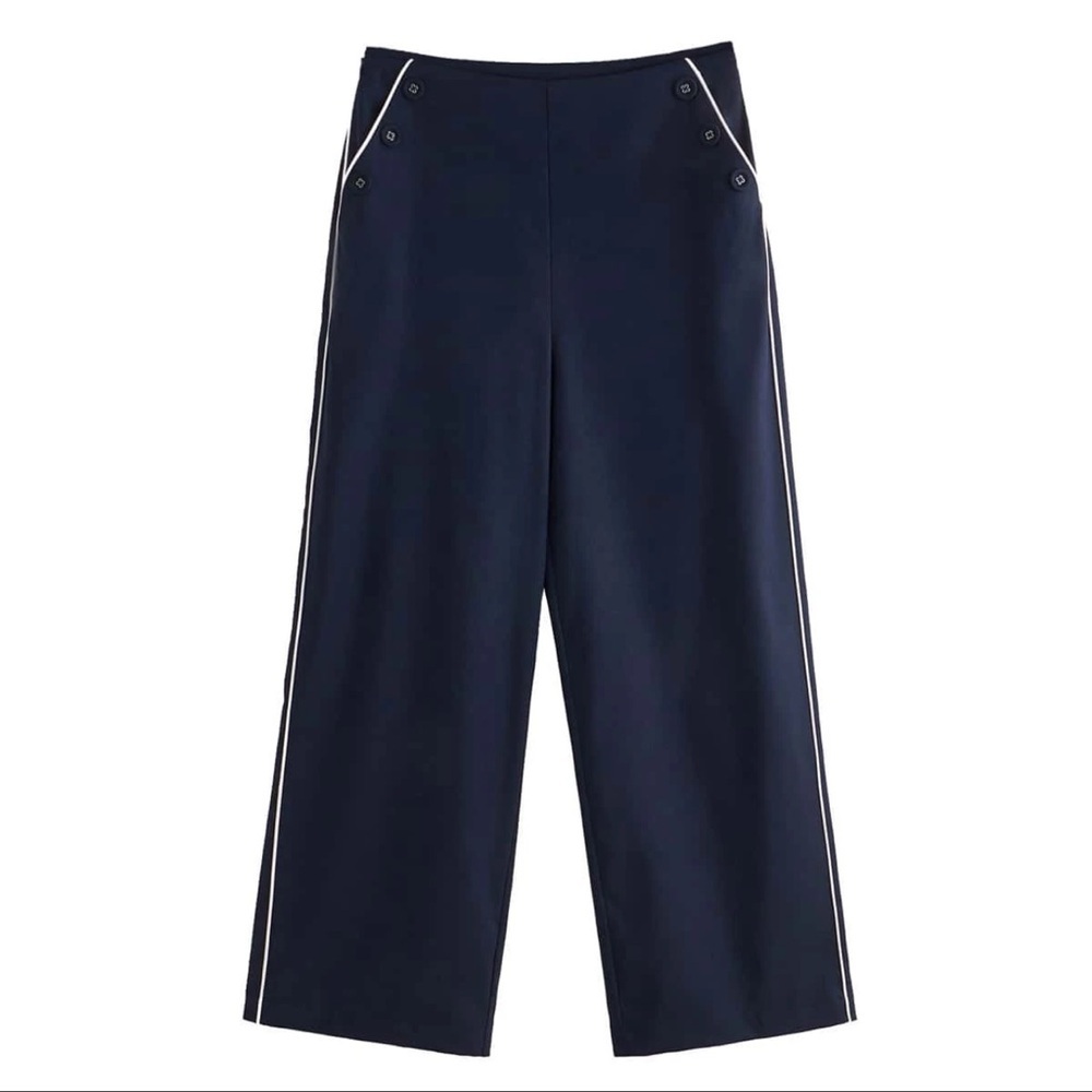MOTF Premium Navy High Waist Wide Leg Tailored Pants | XS | NWT